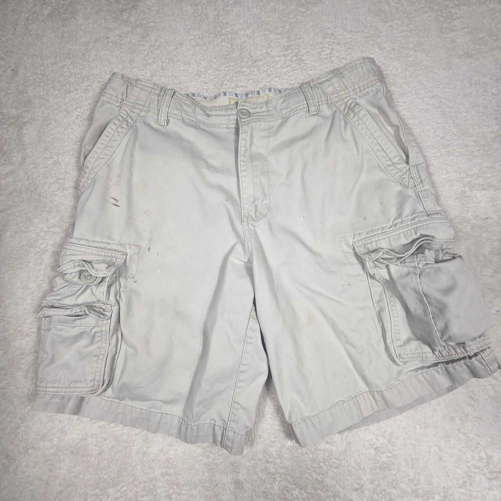 Faded Glory Cargo Shorts Mens 38 Sidewalk Gray Good Cotton FM19B303 Utility Work